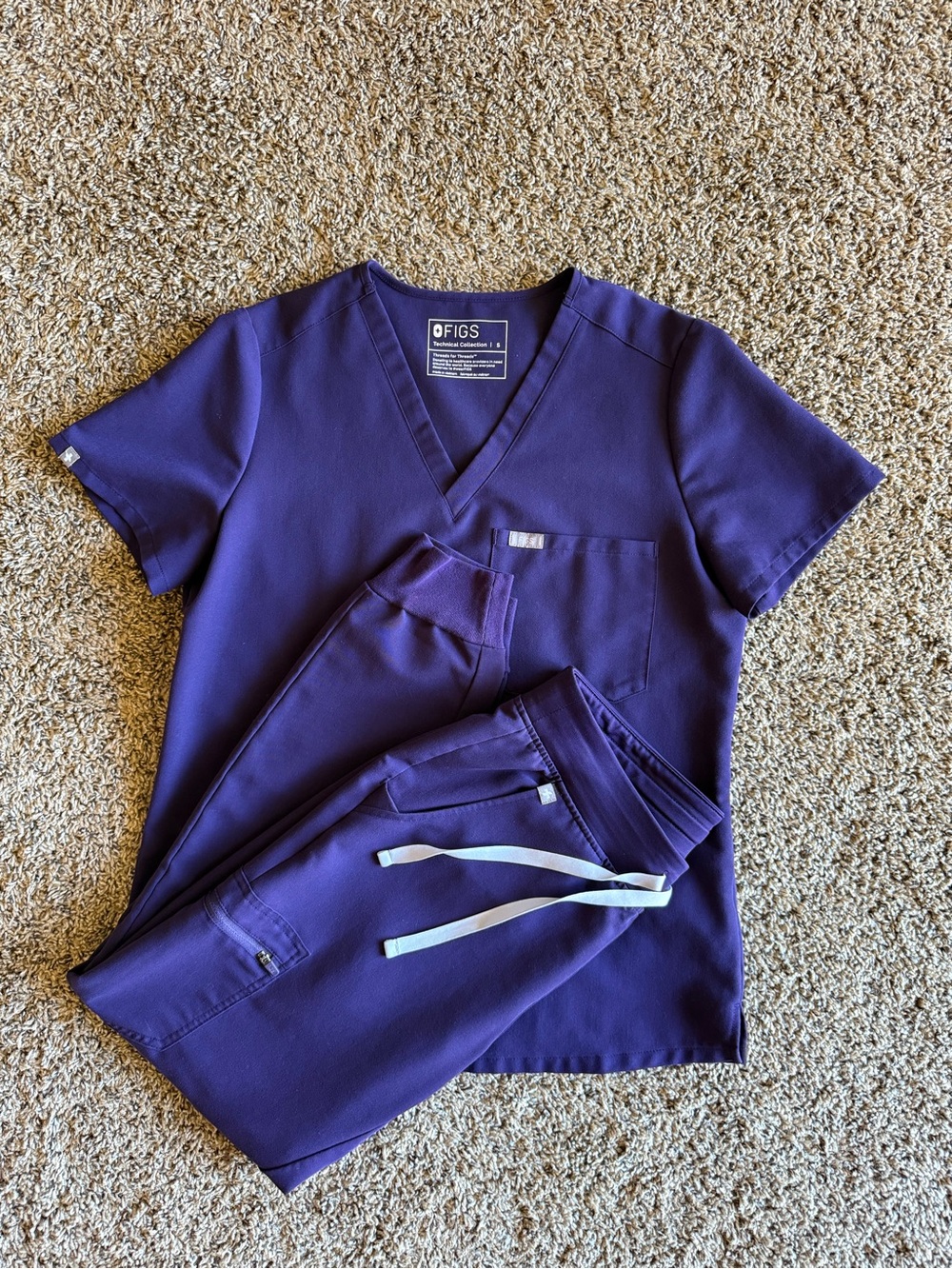 Figs Deep Purple Drawstring Scrub Pants